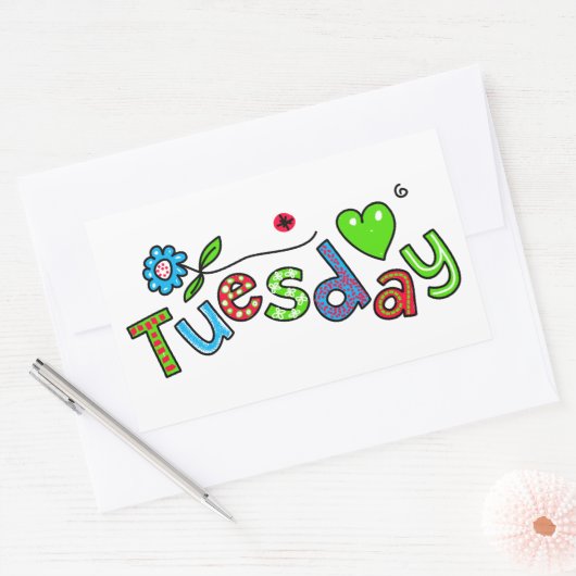 かわいい火曜日の週の日の挨拶文字式 長方形シール (封筒)