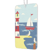 かわいい灯台とボートのシーサイドアート カーエアーフレッシュナー (左)