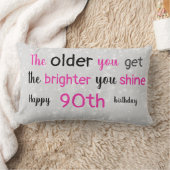 かわいい灰色とピンクの90歳の誕生日 ランバークッション (ブランケット)