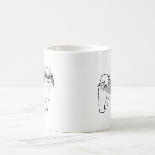 かわいい灰色と白のシーズー(犬)Tzuアニメの犬 コーヒーマグカップ (中央)