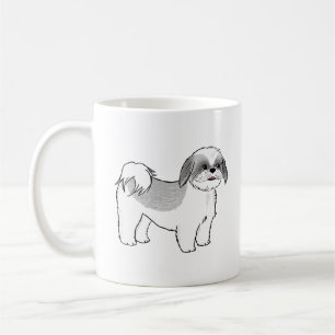 かわいい灰色と白のシーズー（犬）Tzuアニメの犬 コーヒーマグカップ