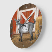 かわいい灰色のまだらヤギ ラージ壁時計 (傾斜)