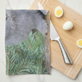 かわいい灰色のウサギ キッチンタオル (四つ折り)