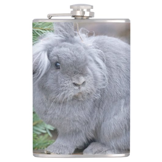 かわいい灰色のウサギ フラスク (正面)