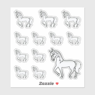 かわいい灰色のキャラクターの馬が歩く シール