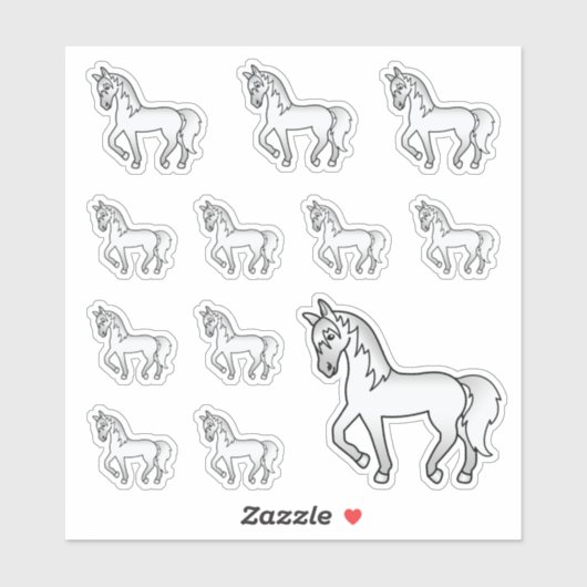 かわいい灰色のキャラクターの馬が歩く シール (シート)