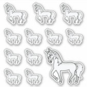 かわいい灰色のキャラクターの馬が歩く シール (正面)