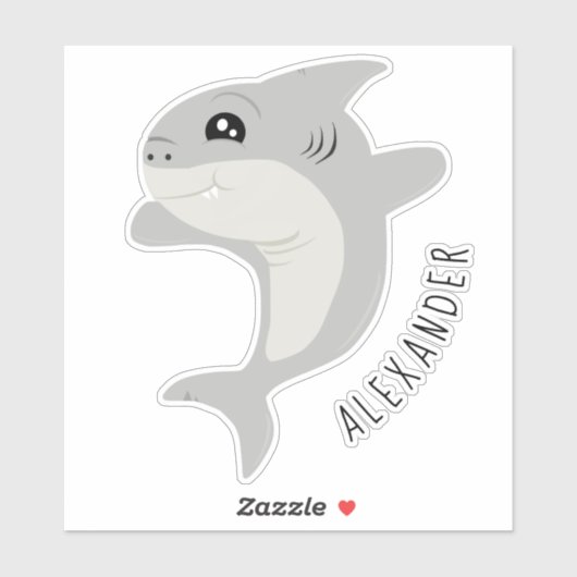 かわいい灰色のサメ シール (シート)