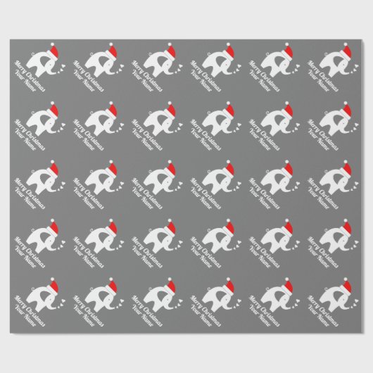 かわいい灰色のサンタエレファントキッドのクリスマス休暇 ラッピングペーパー (フラット)