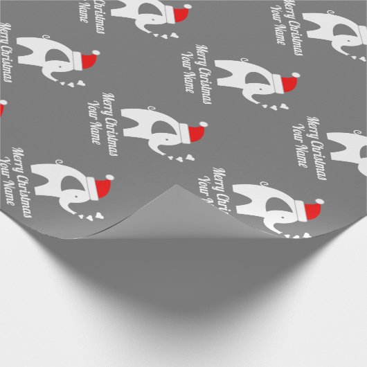 かわいい灰色のサンタエレファントキッドのクリスマス休暇 ラッピングペーパー (角)