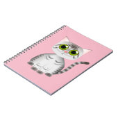 かわいい灰色のストライプのな猫の漫画のスタイル ノートブック (左側)