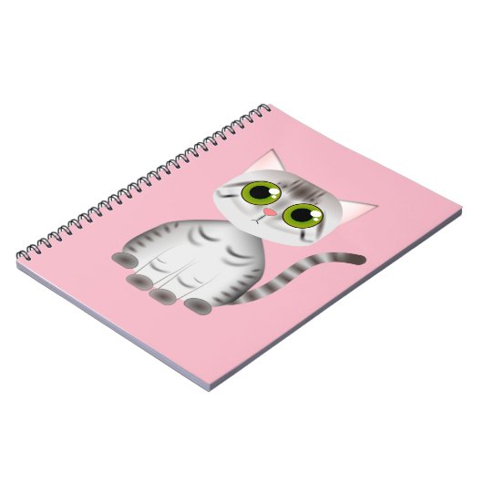 かわいい灰色のストライプのな猫の漫画のスタイル ノートブック (左側)