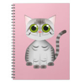かわいい灰色のストライプのな猫の漫画のスタイル ノートブック (正面)