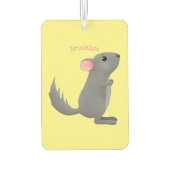 かわいい灰色のチンチラ漫画イラストレーション カーエアーフレッシュナー (裏面)