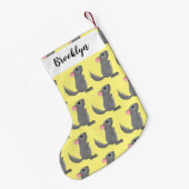 かわいい灰色のチンチラ漫画イラストレーション スモールクリスマスストッキング (裏面 (吊り時))