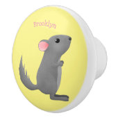 かわいい灰色のチンチラ漫画イラストレーション セラミックノブ (右)