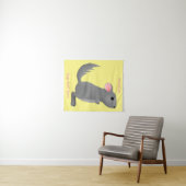 かわいい灰色のチンチラ漫画イラストレーション タペストリー (インサイチュ(横))