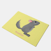 かわいい灰色のチンチラ漫画イラストレーション ドアマット (アングル)