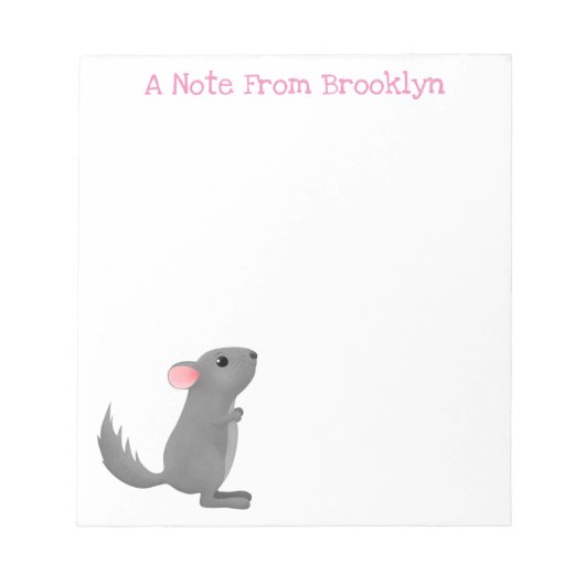 かわいい灰色のチンチラ漫画イラストレーション ノートパッド (正面)