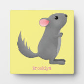 かわいい灰色のチンチラ漫画イラストレーション フォトプラーク (正面)