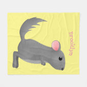 かわいい灰色のチンチラ漫画イラストレーション フリースブランケット (正面(横))