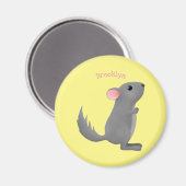 かわいい灰色のチンチラ漫画イラストレーション マグネット (正面/裏面)