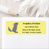 かわいい灰色のチンチラ漫画イラストレーション ラベル (インサイチュ)