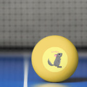 かわいい灰色のチンチラ漫画イラストレーション 卓球ボール (ネット)