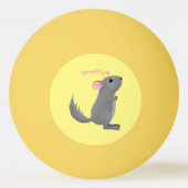 かわいい灰色のチンチラ漫画イラストレーション 卓球ボール (裏面)