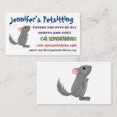 かわいい灰色のチンチラ漫画イラストレーション 名刺 (正面/裏面)