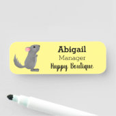 かわいい灰色のチンチラ漫画イラストレーション 名札 (インサイチュ)