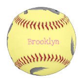 かわいい灰色のチンチラ漫画イラストレーション 野球ボール (裏面)