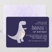 かわいい灰色のティラノサウルス恐竜のおもちゃ 招待状 (正面/裏面)