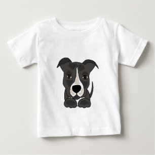 かわいい灰色のピットブルの小犬 ベビーTシャツ