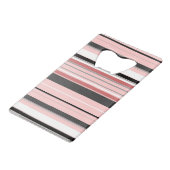 かわいい灰色のピンクストライプ色 クレジットカード栓抜き (正面アングル)