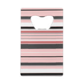 かわいい灰色のピンクストライプ色 クレジットカード栓抜き (裏面)