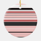 かわいい灰色のピンクストライプ色 セラミックオーナメント (裏面)