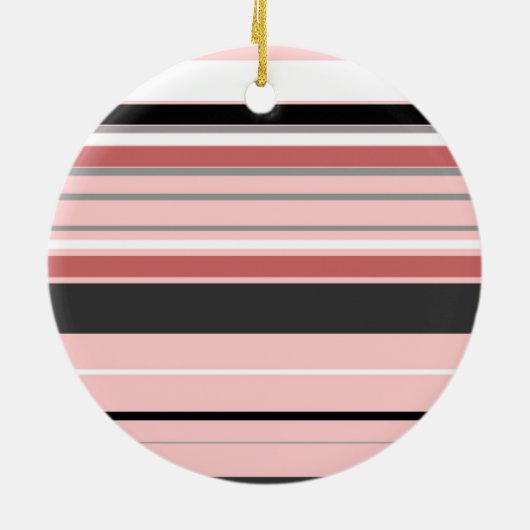 かわいい灰色のピンクストライプ色 セラミックオーナメント (裏面)