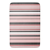 かわいい灰色のピンクストライプ色 バスマット (正面縦)