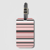 かわいい灰色のピンクストライプ色 ラゲッジタグ (正面縦)