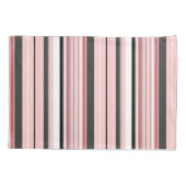 かわいい灰色のピンクストライプ色 枕カバー (裏面-左)