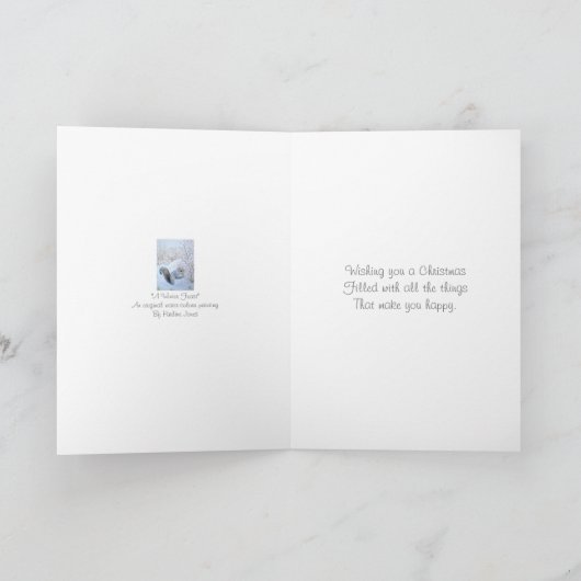 かわいい灰色のリスの雪場面野性生物の芸術 シーズンカード (内部)