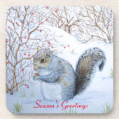 かわいい灰色のリス雪のシーン野生動物 コースター (正面)