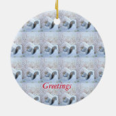 かわいい灰色のリス雪のシーン野生動物 セラミックオーナメント (裏面)