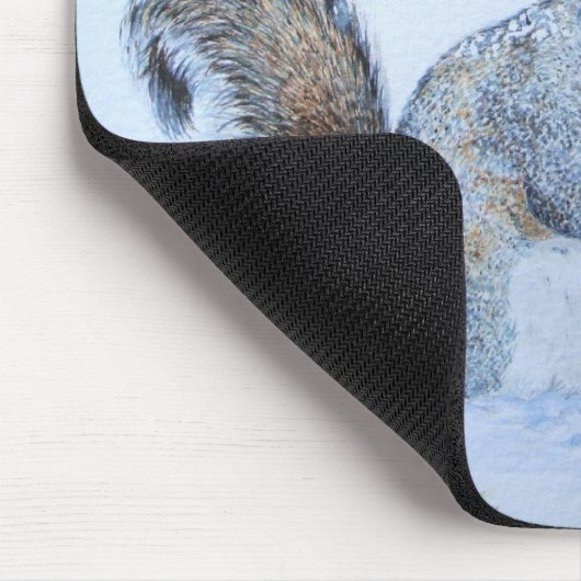 かわいい灰色のリス雪のシーン野生動物 マウスパッド (コーナー)