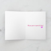 かわいい灰色のロバのピンクのハート誕生日 カード (内部)