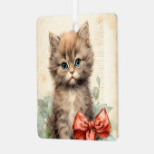 かわいい灰色の子猫のクリスマス メタルオーナメント (正面左)