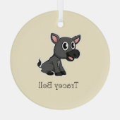 かわいい灰色の小さなロバのクリーム ガラスオーナメント (裏面)