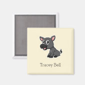 かわいい灰色の小さなロバのクリーム マグネット (正面/裏面)