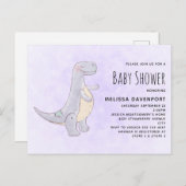 かわいい灰色の恐竜のおもちゃ水彩赤ちゃんシャワー インビテーションポストカード (正面/裏面)